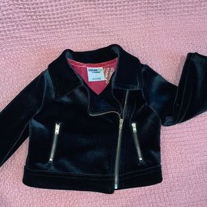 Oshkosh 2t black velvet jacket gold zippers